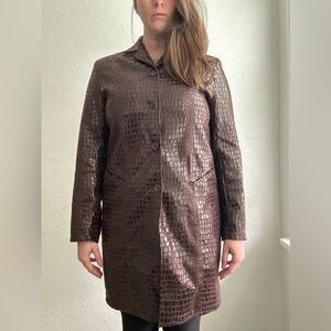 Selene Sport Longline Shirt Jacket in Croc Print